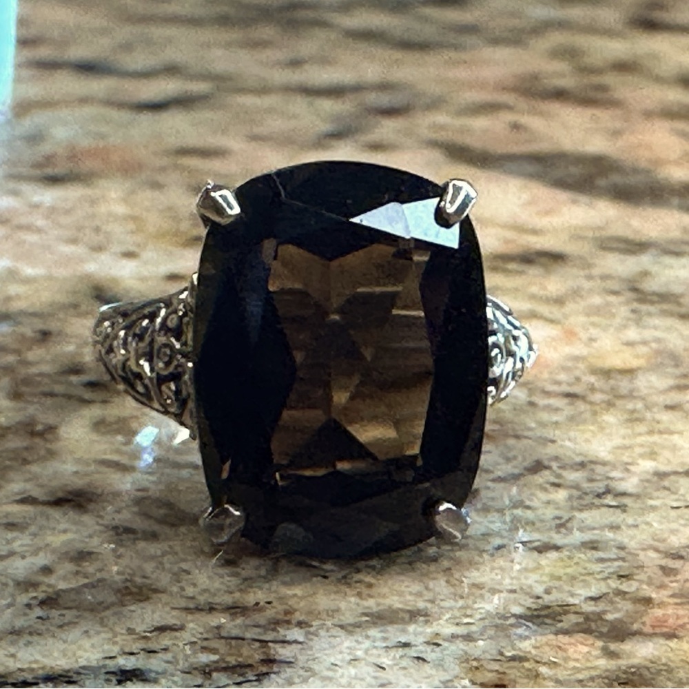 Smoky quartz ring, set in sterling silver